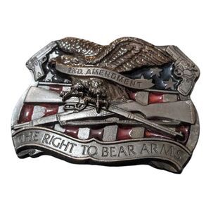Vintage C&J Inc Belt‎ Buckle 2nd Amendment The Right To Bear Arms 1994 Metal